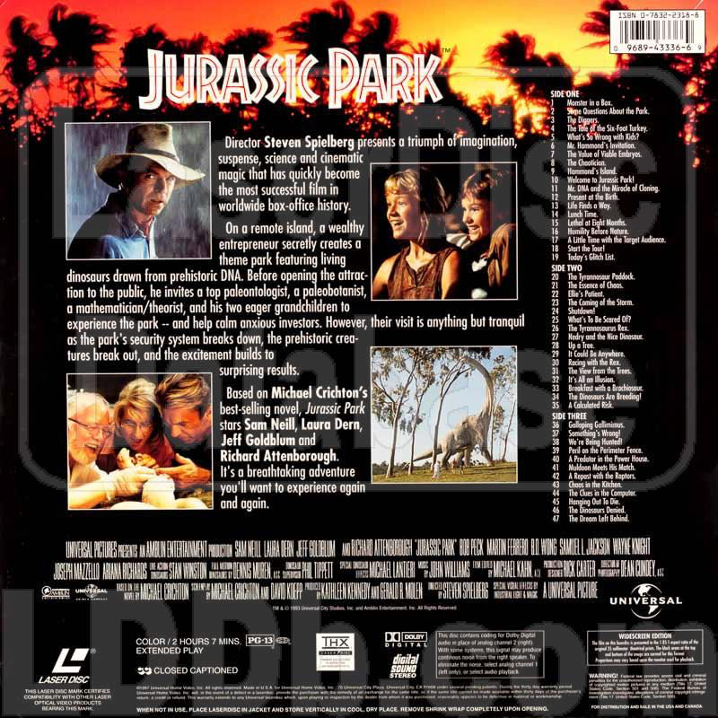 Jurassic Park Laser Disc movie collectible [Barcode 096894333669] - Main Image 2