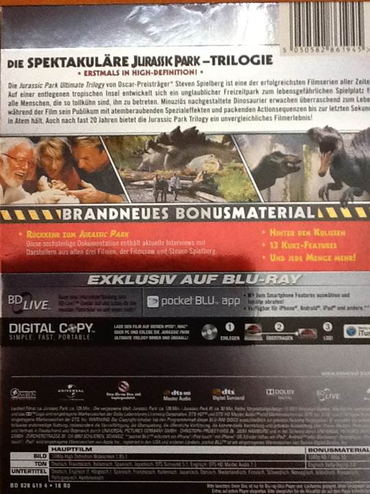 Jurassic Park Blu-ray movie collectible [Barcode 5050582861945] - Main Image 2