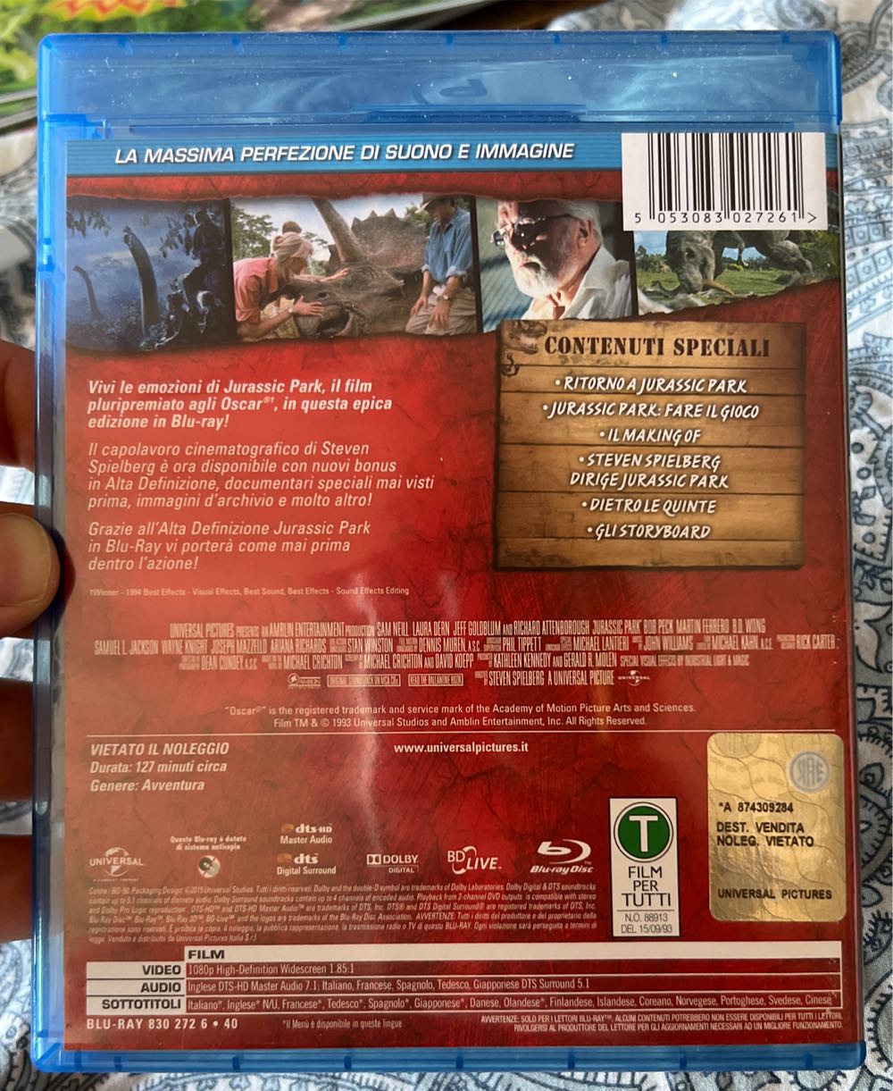 Jurassic Park Blue Ray ROSSO Blu-ray movie collectible [Barcode 5053083027261] - Main Image 3