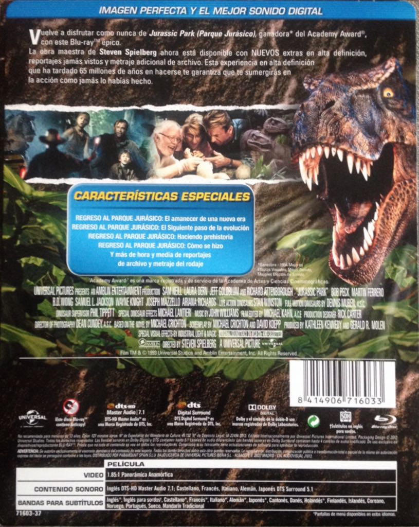 Jurassic Park Blu-ray movie collectible [Barcode 8414906716033] - Main Image 2