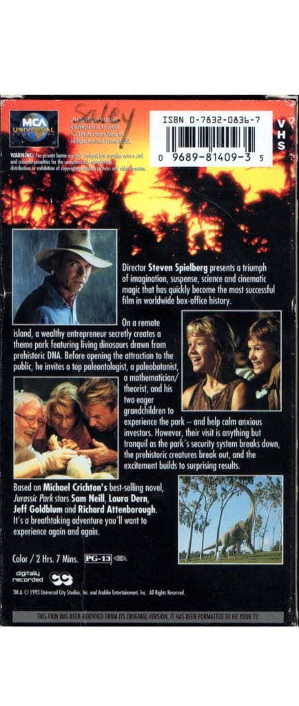 Jurassic Park VHS movie collectible - Main Image 2