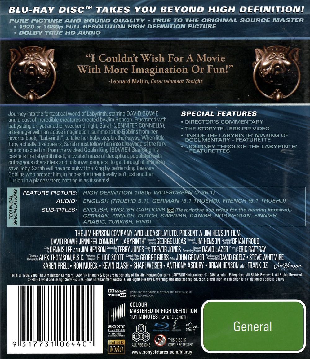Labyrinth Blu-ray movie collectible [Barcode 9317731064401] - Main Image 2