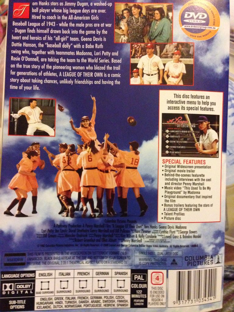 A League of Their Own DVD movie collectible [Barcode 9317731034541] - Main Image 2