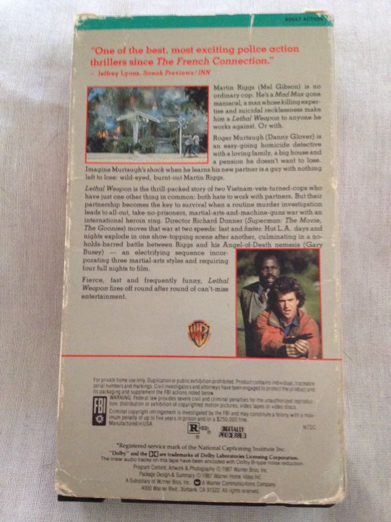 Lethal Weapon VHS movie collectible [Barcode 085391170938] - Main Image 2