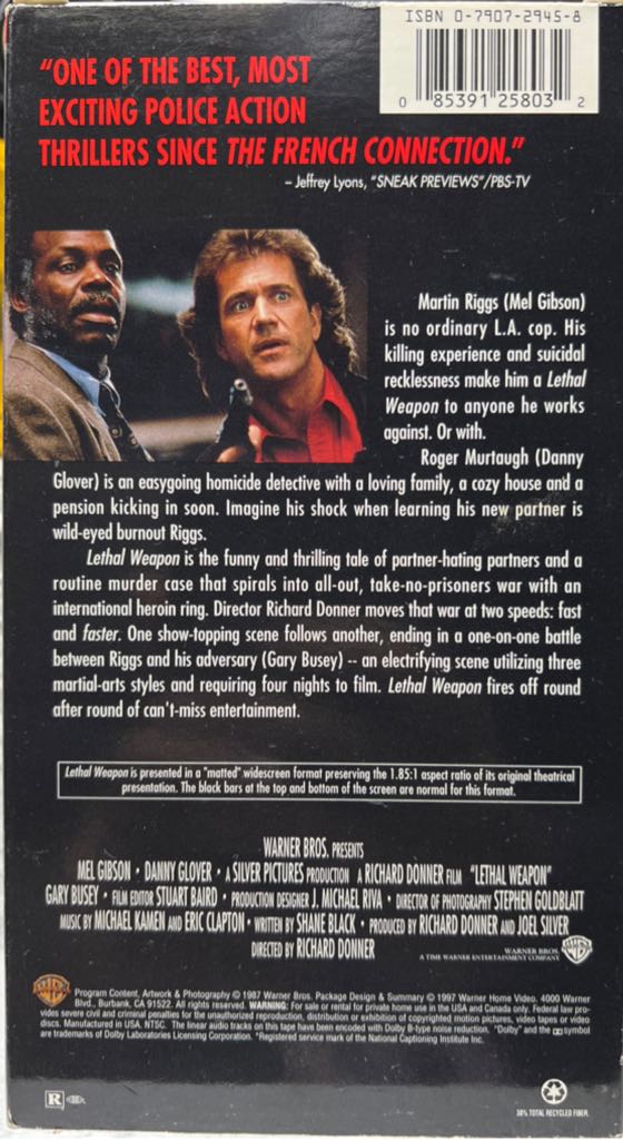Lethal Weapon VHS movie collectible [Barcode 085391258032] - Main Image 2
