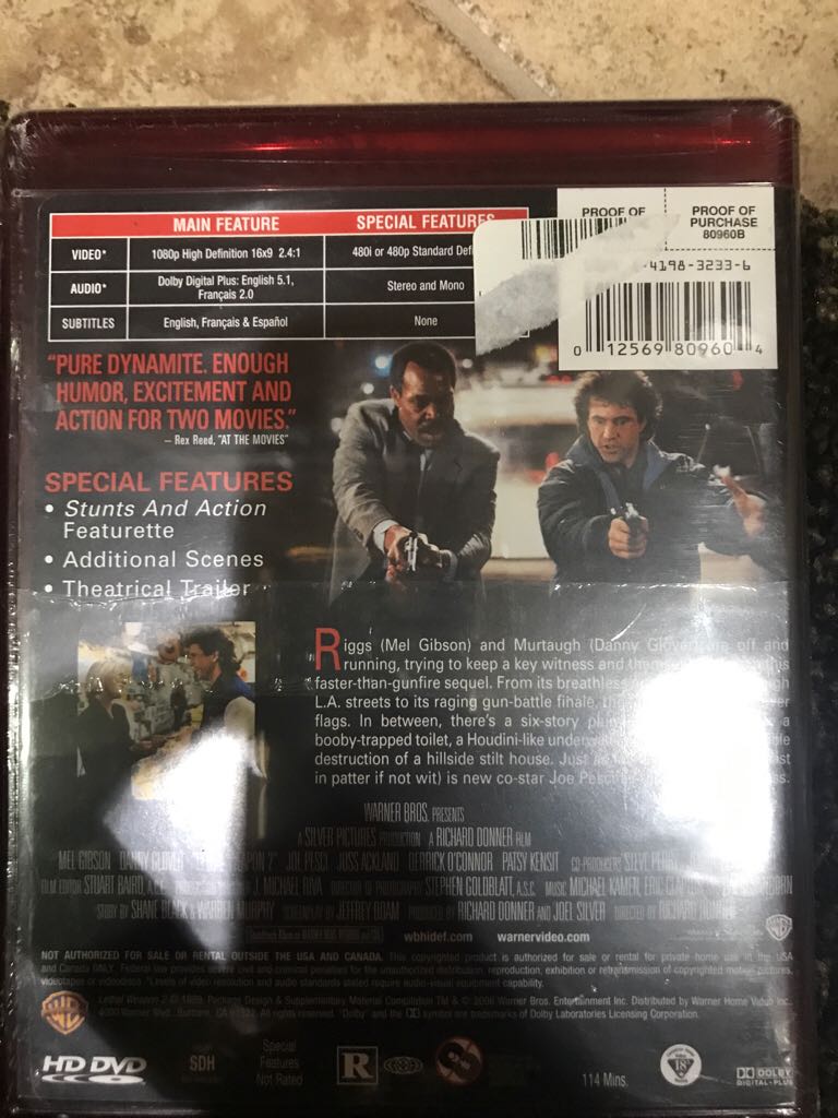 Lethal Weapon 2 HD DVD movie collectible [Barcode 012569809604] - Main Image 2
