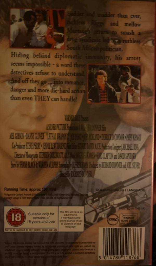 Lethal Weapon 2 VHS movie collectible [Barcode 5014780118768] - Main Image 2