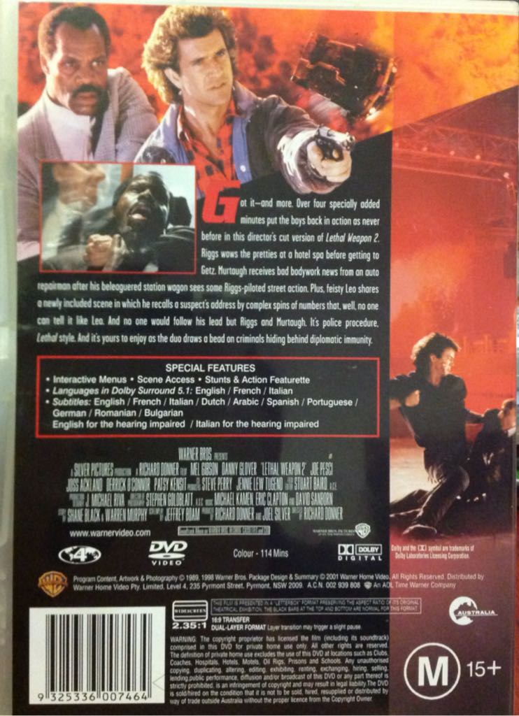 Lethal Weapon 2 DVD movie collectible [Barcode 9325336007464] - Main Image 2