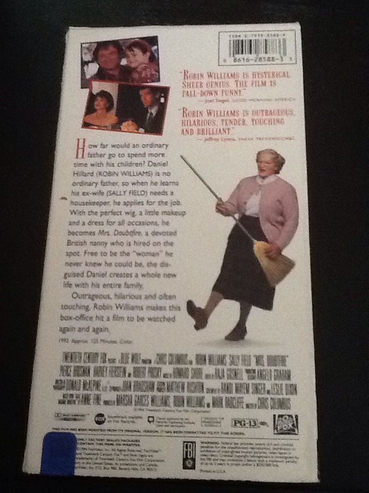 Mrs. Doubtfire VHS movie collectible [Barcode 086162858833] - Main Image 2