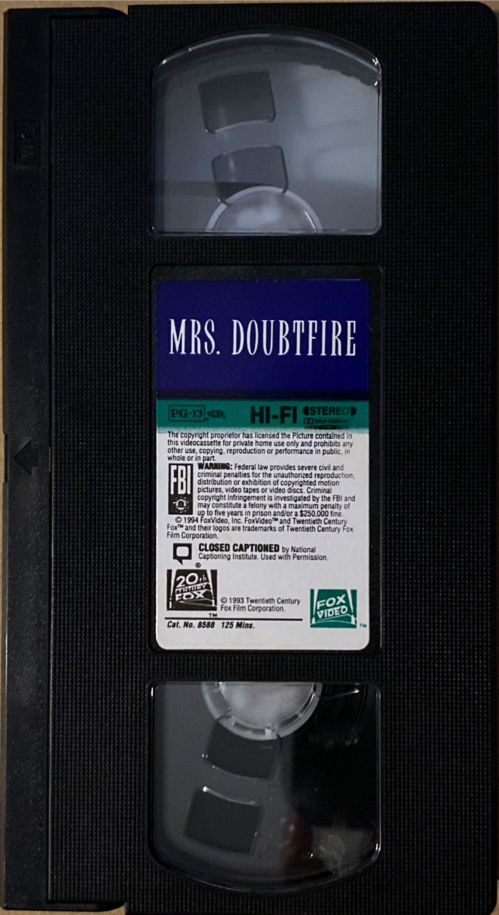 Mrs. Doubtfire VHS movie collectible [Barcode 086162858833] - Main Image 3