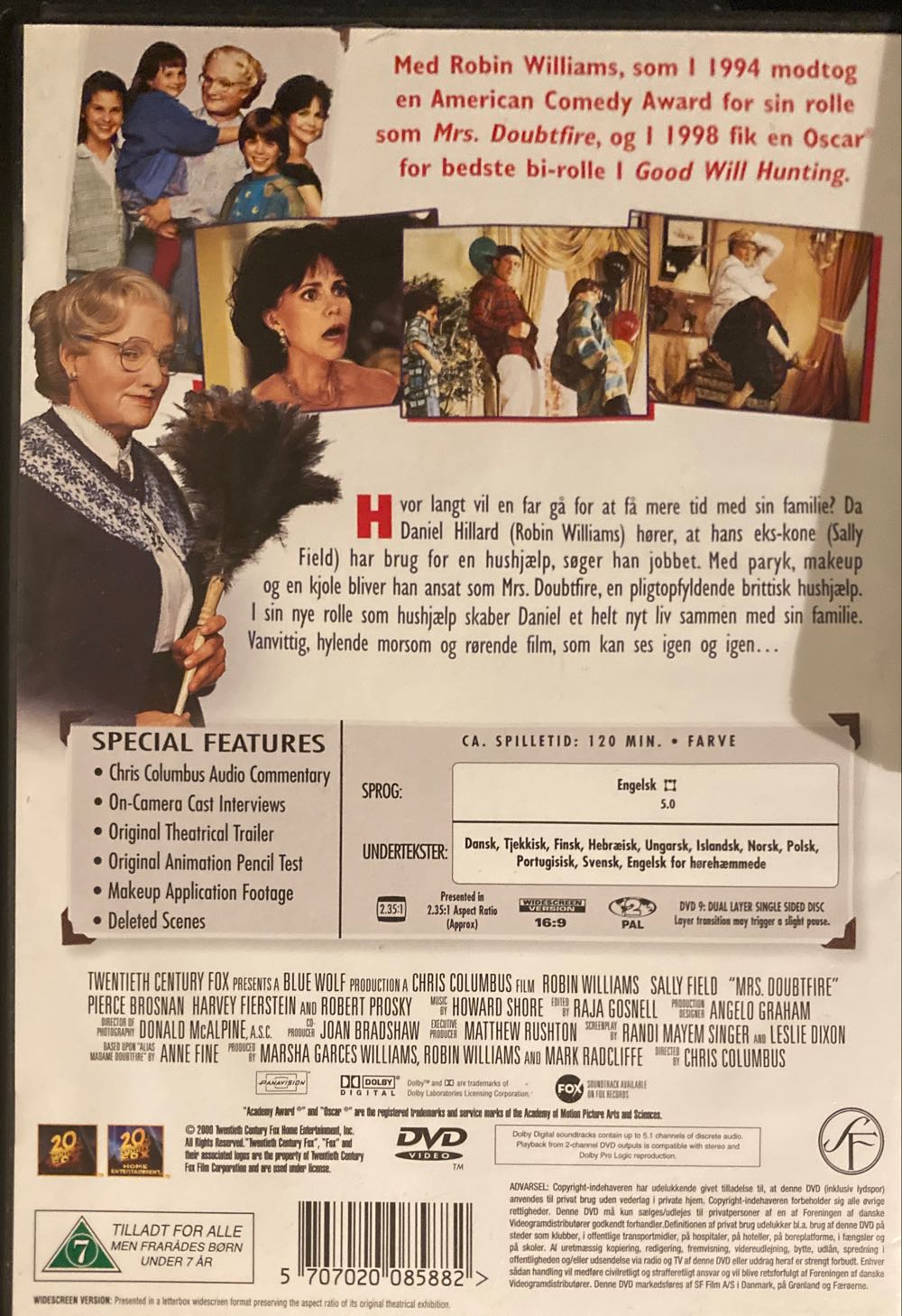 Mrs. Doubtfire DVD movie collectible [Barcode 5707020085882] - Main Image 2