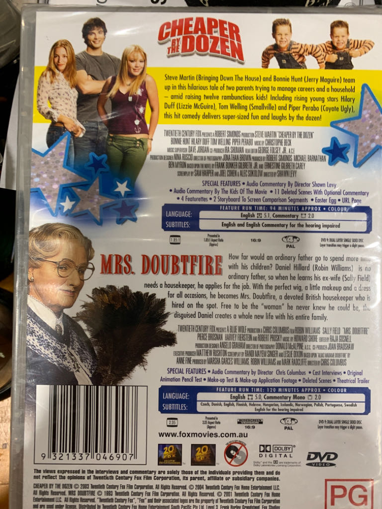 Cheaper By The Dozen / Mrs. Doubtfire Digital Copy movie collectible [Barcode 9321337046907] - Main Image 2