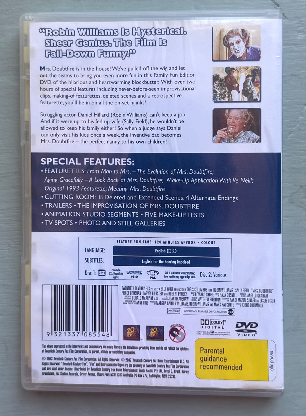 Mrs. Doubtfire DVD movie collectible [Barcode 9321337085548] - Main Image 2