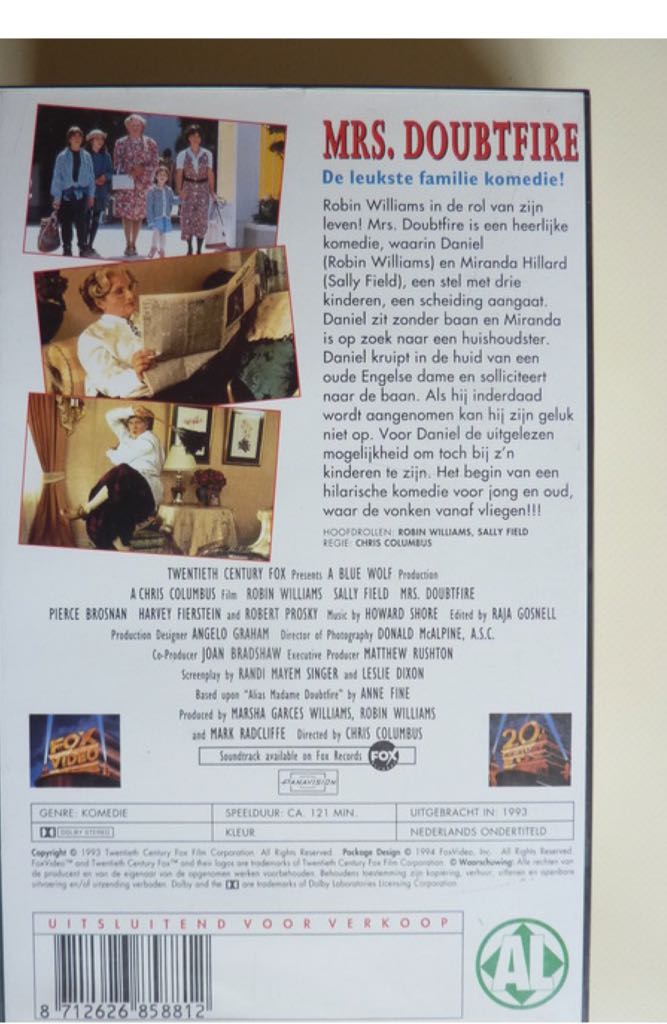 Mrs. Doubtfire VHS movie collectible - Main Image 2
