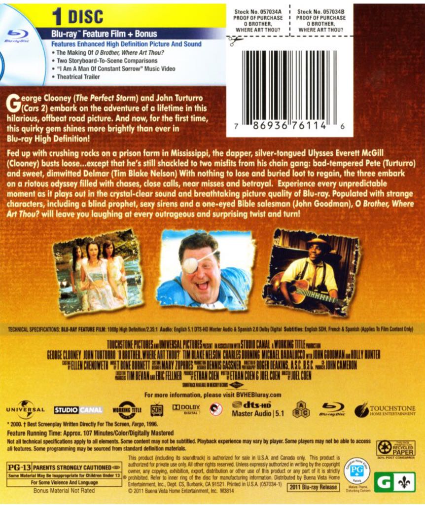 O Brother, Where Art Thou? Blu-ray movie collectible [Barcode 786936761146] - Main Image 2