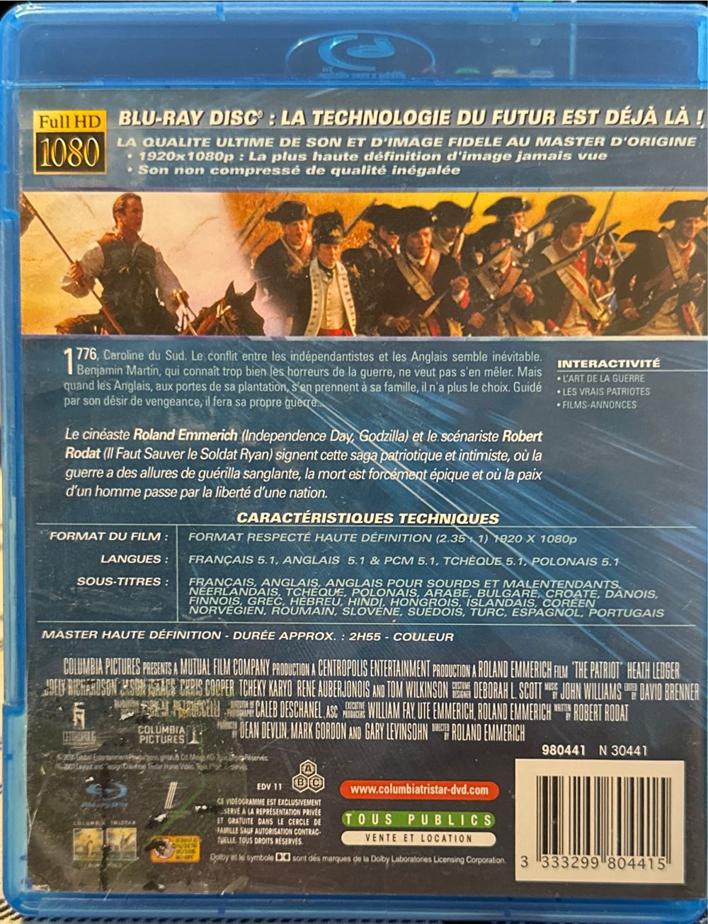 The Patriot Blu-ray movie collectible [Barcode 3333299804415] - Main Image 2