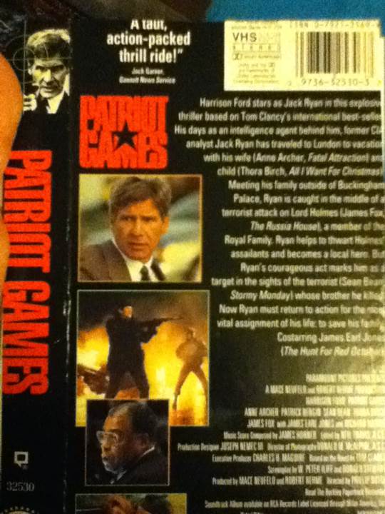 Patriot Games VHS movie collectible [Barcode 097363253037] - Main Image 2