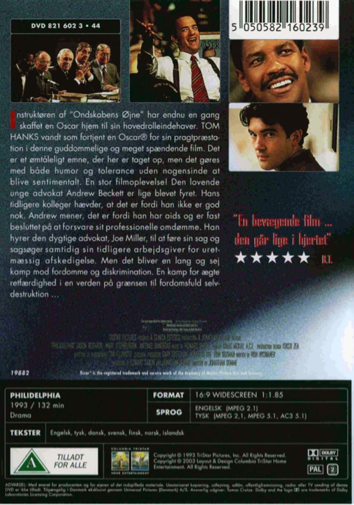 Philadelphia DVD movie collectible [Barcode 6420001076844] - Main Image 2
