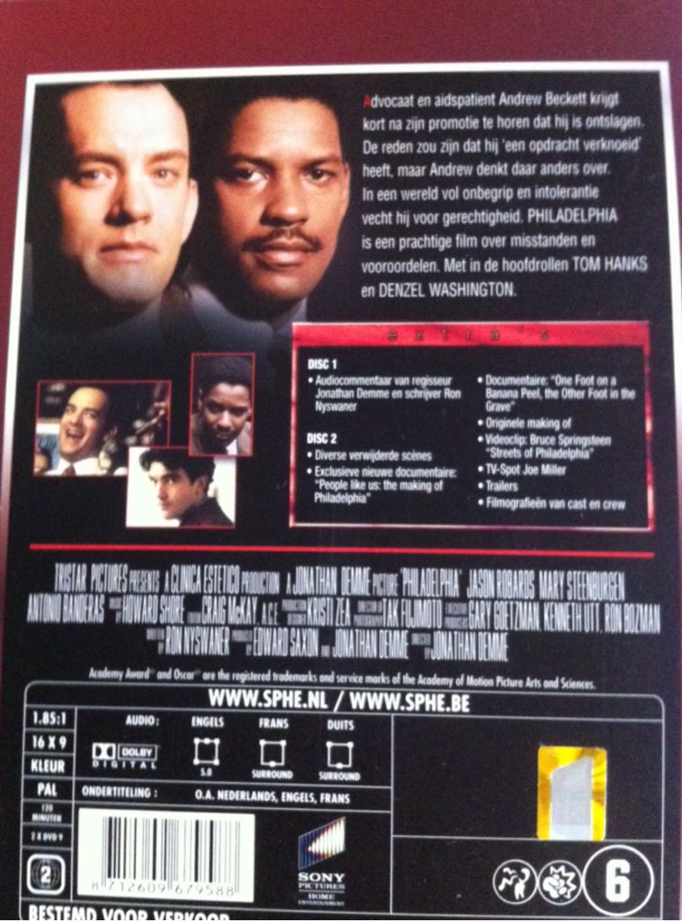 Philadelphia DVD movie collectible [Barcode 8712609679588] - Main Image 2