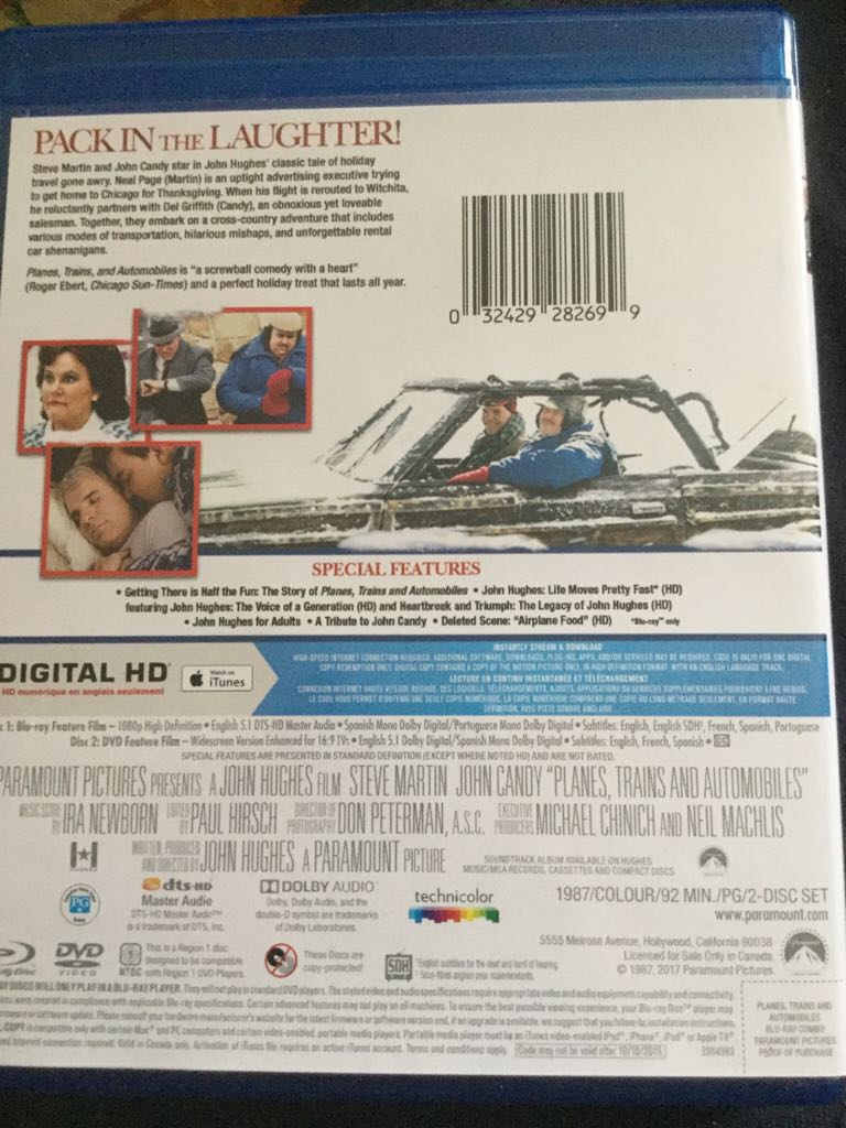 Planes, Trains And Automobiles Blu-ray movie collectible [Barcode 883929301119] - Main Image 2