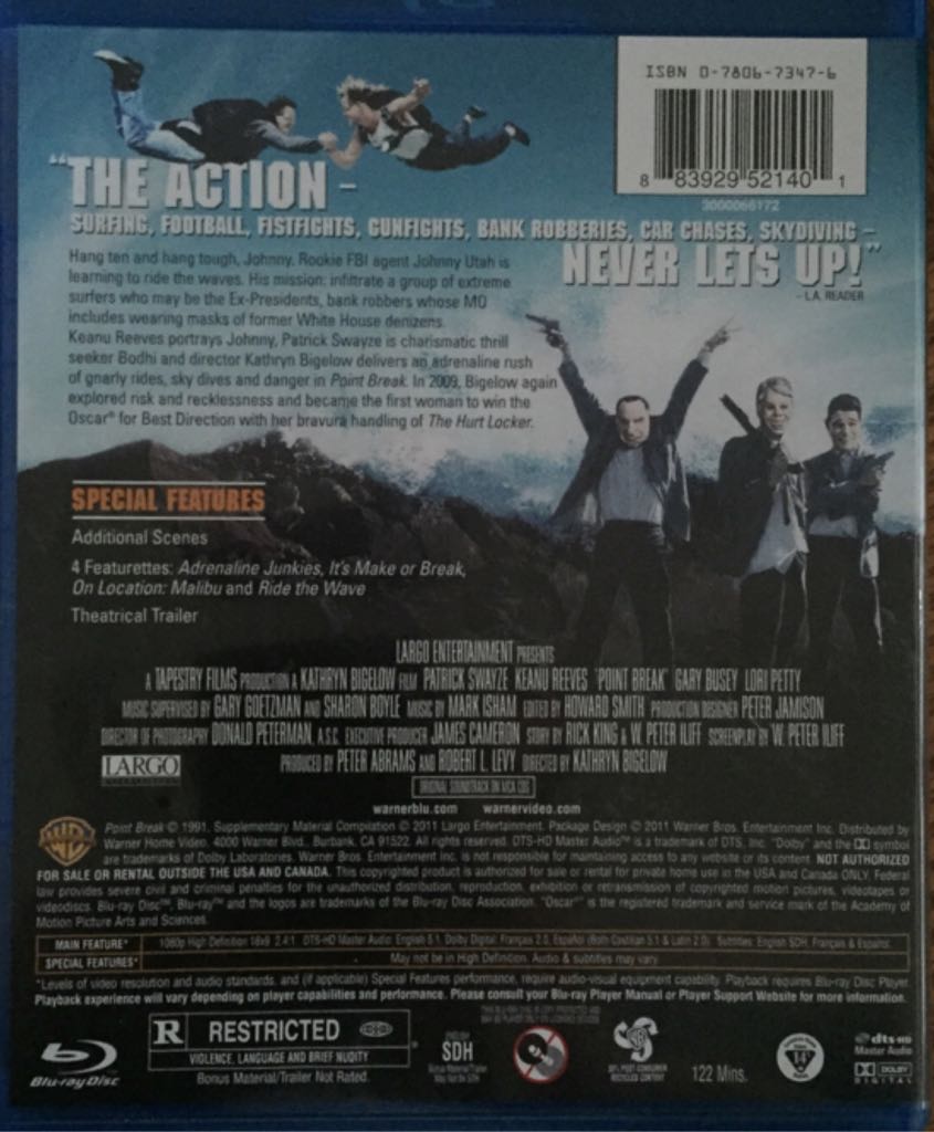 Point Break (1991) Blu-ray movie collectible [Barcode 883929521401] - Main Image 2