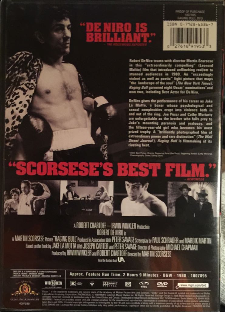 Raging Bull DVD movie collectible [Barcode 027616919533] - Main Image 2