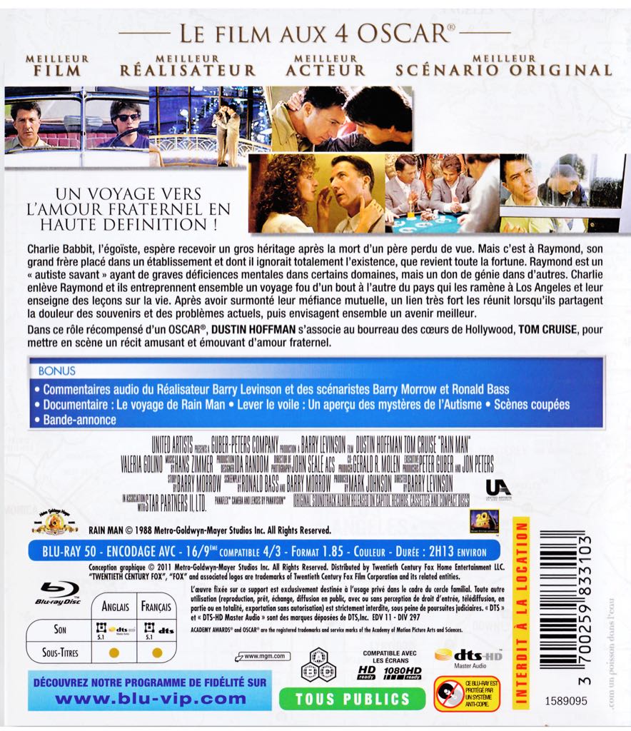 Rain Man Blu-ray movie collectible [Barcode 5039036046480] - Main Image 2