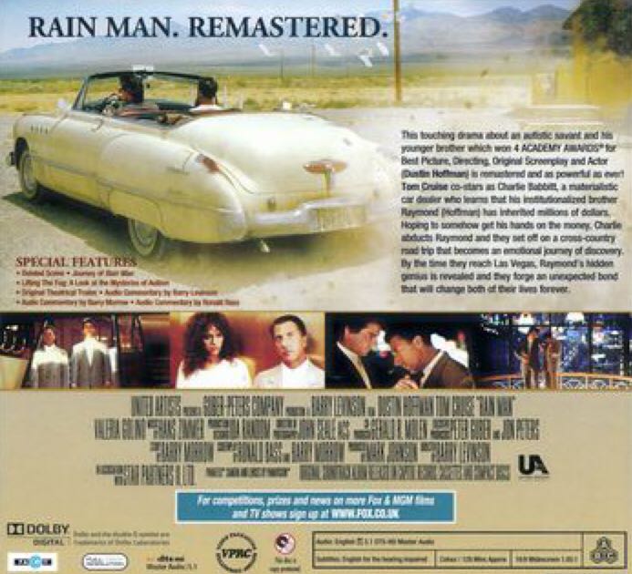 Rain Man Blu-ray movie collectible [Barcode 5039036069861] - Main Image 2