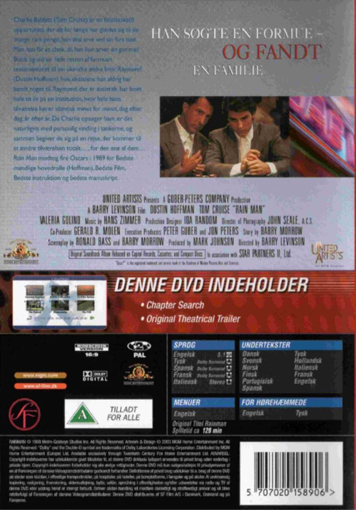 Rain Man Fandango at Home movie collectible [Barcode 7321921560415] - Main Image 2