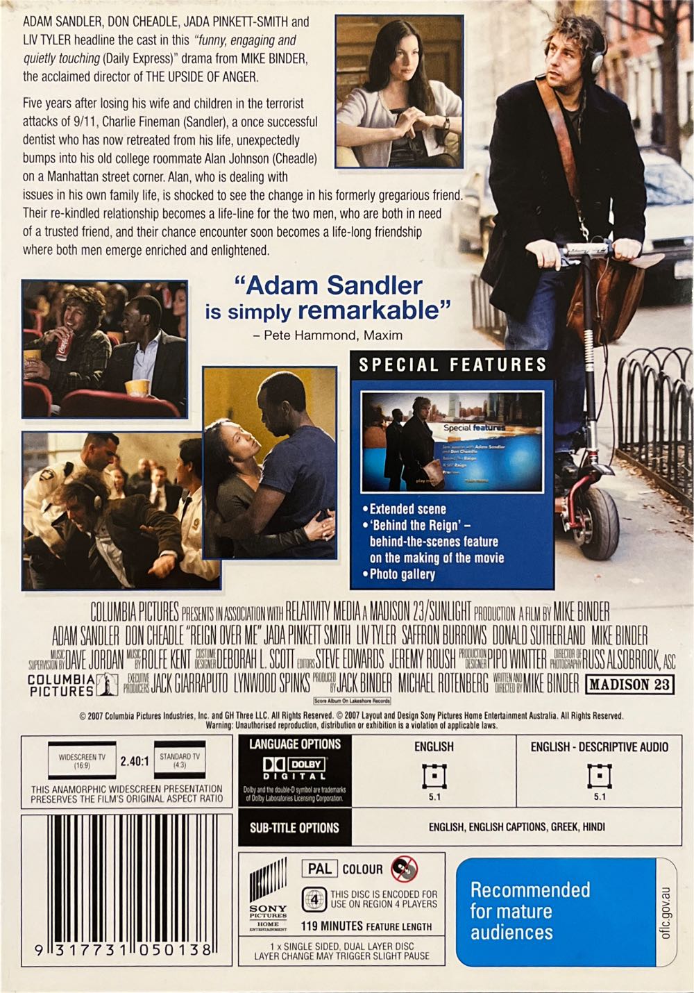 Reign Over Me (2007) DVD DVD movie collectible [Barcode 9317731050138] - Main Image 2