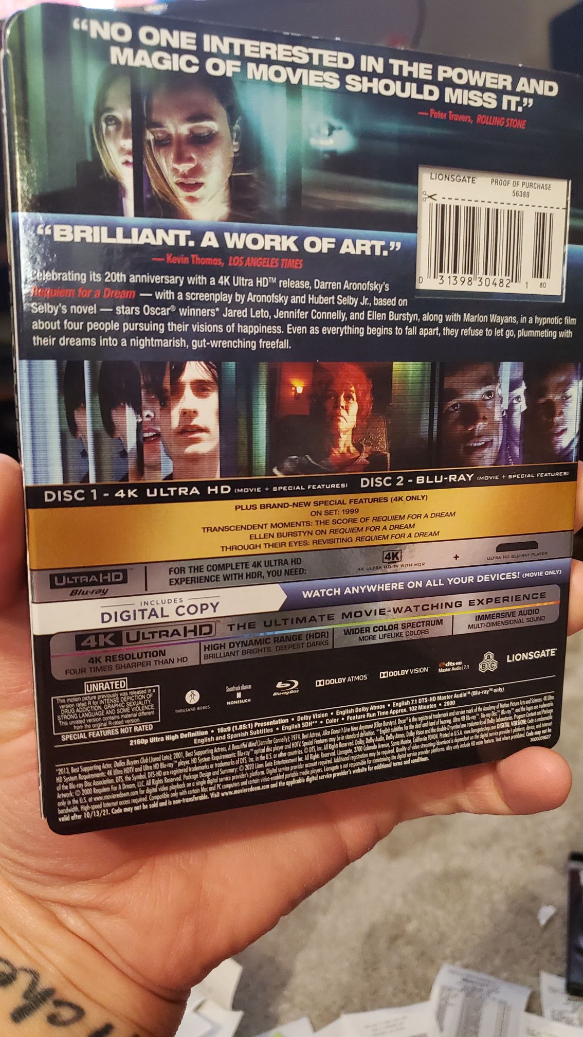 Requiem for a Dream (Steelbook) Blu-ray movie collectible [Barcode 0012236118152] - Main Image 2