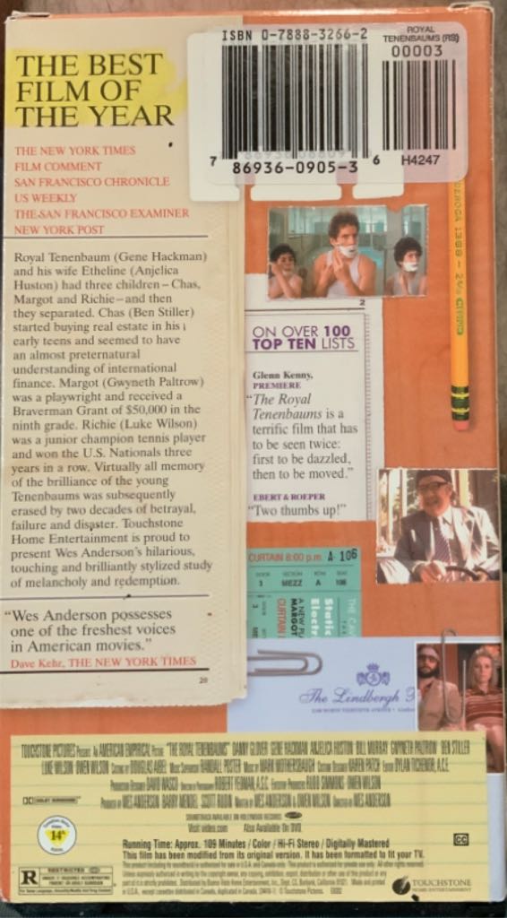 The Royal Tenenbaums (demo tape) VHS movie collectible [Barcode 786936171822] - Main Image 2