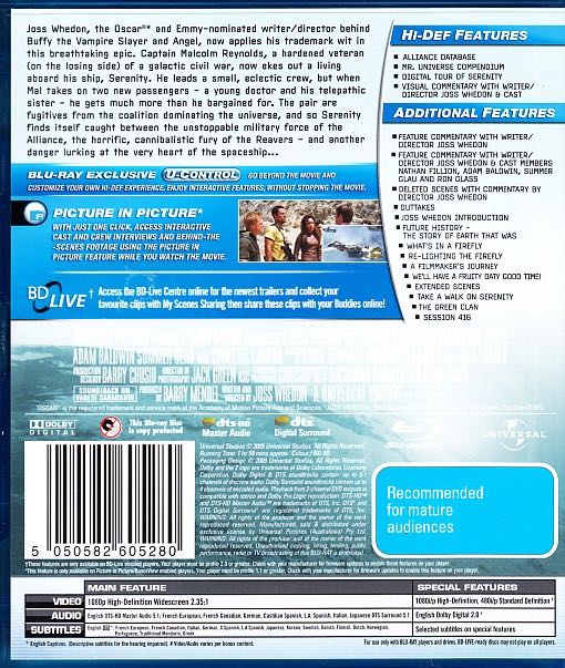 Serenity Blu-ray movie collectible [Barcode 5050582605280] - Main Image 2