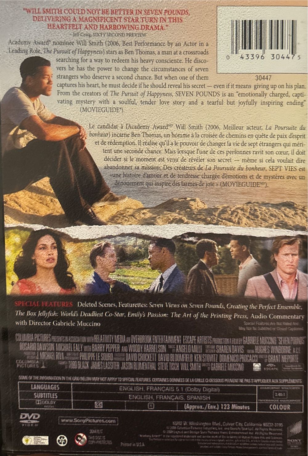 Seven Pounds DVD movie collectible [Barcode 043396304475] - Main Image 2