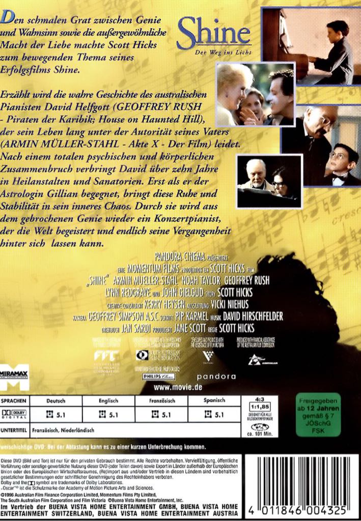 Shine DVD movie collectible [Barcode 5017188882590] - Main Image 2