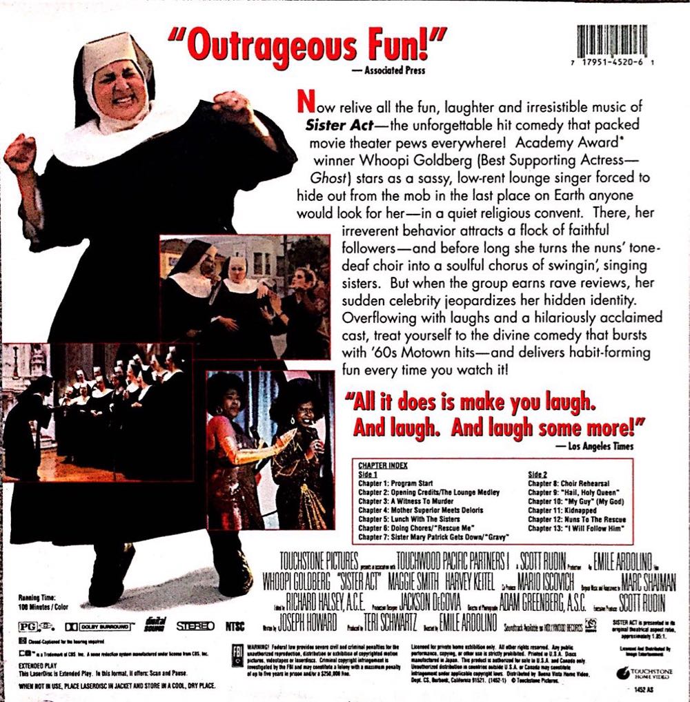 Sister Act Laser Disc movie collectible [Barcode 786936150995] - Main Image 2