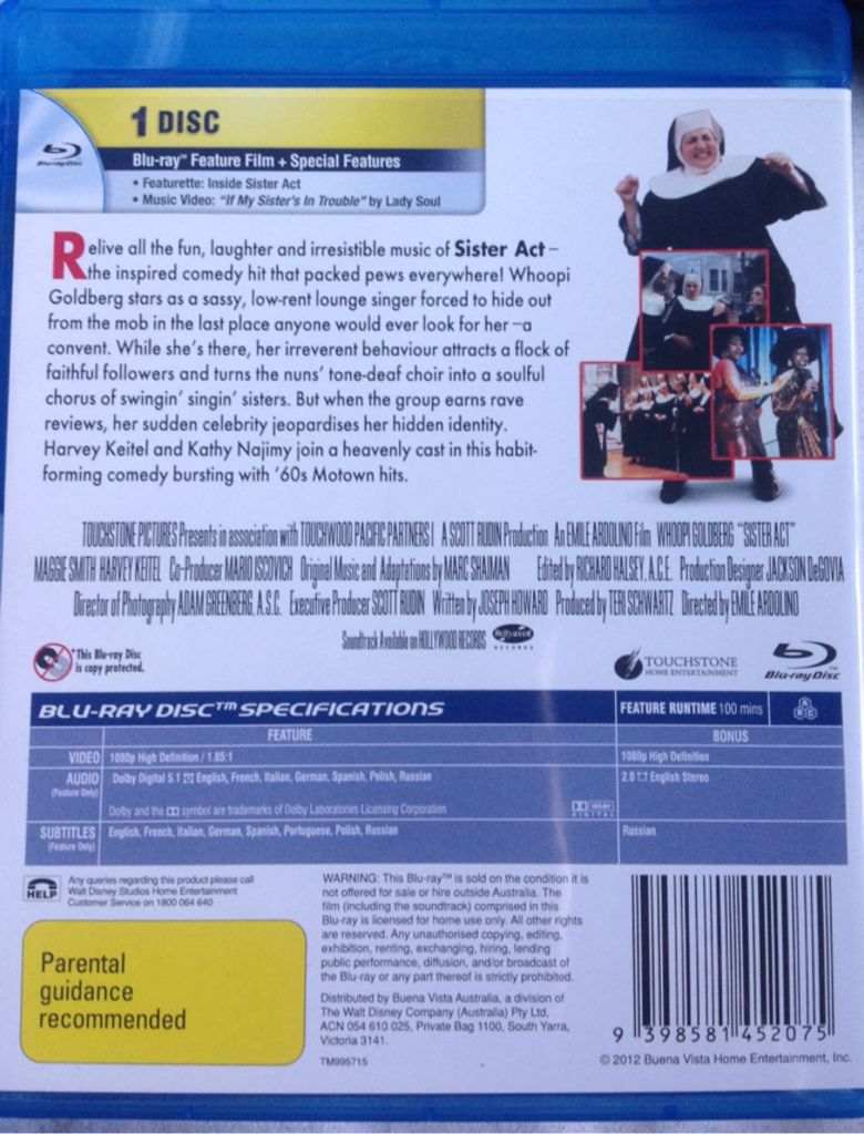 Sister Act Blu-ray movie collectible [Barcode 9398581452075] - Main Image 2