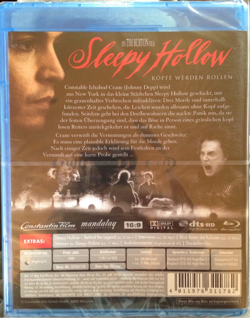 Sleepy Hollow DVD movie collectible [Barcode 4011976311782] - Main Image 2
