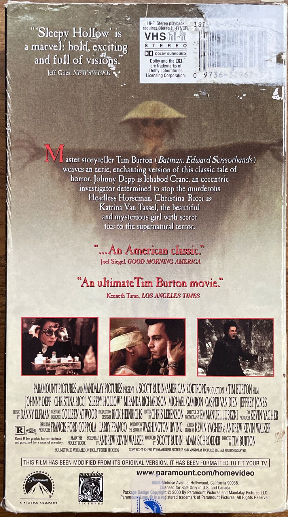 Sleepy Hollow VHS movie collectible [Barcode 5011531898658] - Main Image 2