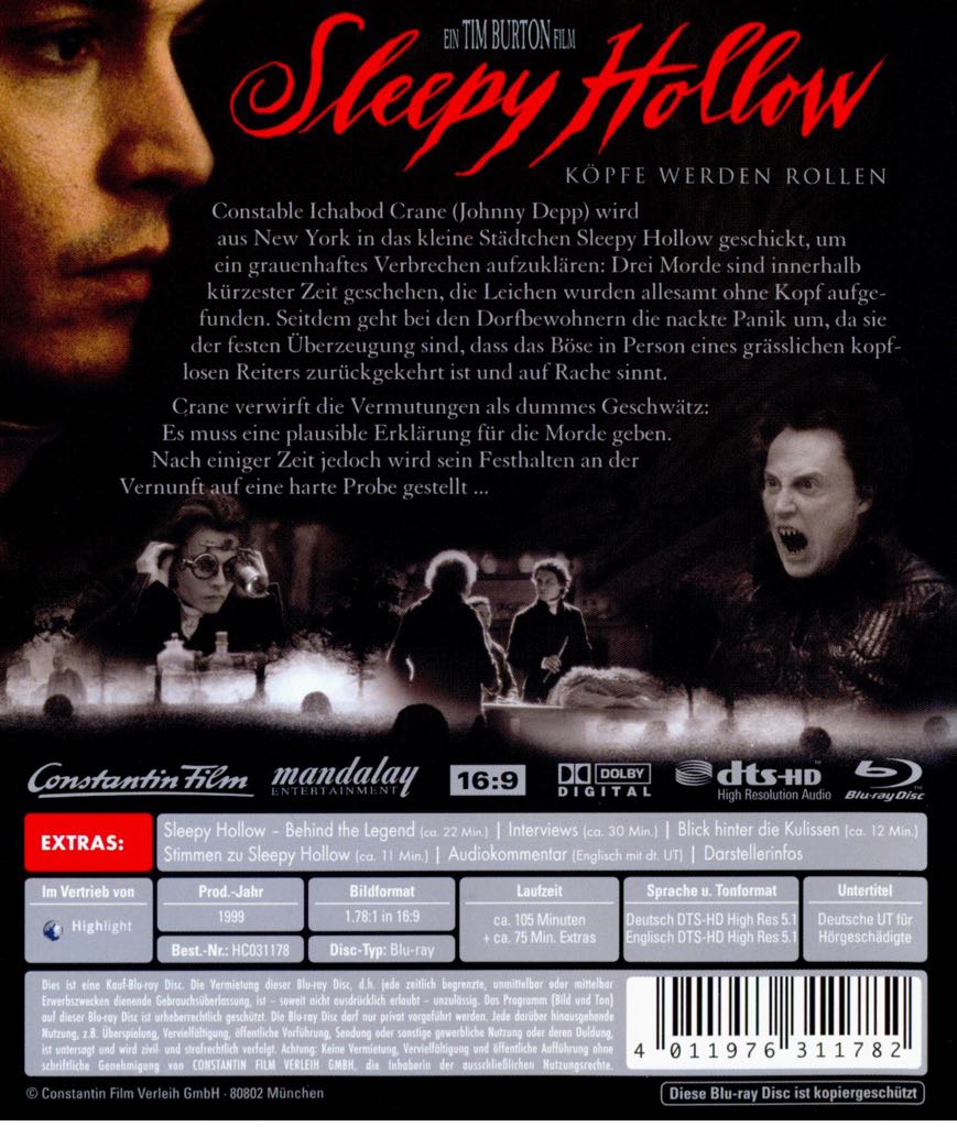Sleepy Hollow Blu-ray movie collectible [Barcode 5055201808011] - Main Image 2