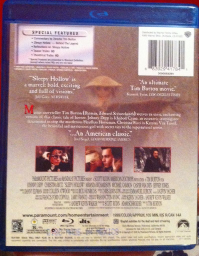 Sleepy Hollow Blu-ray movie collectible [Barcode 883929417841] - Main Image 2