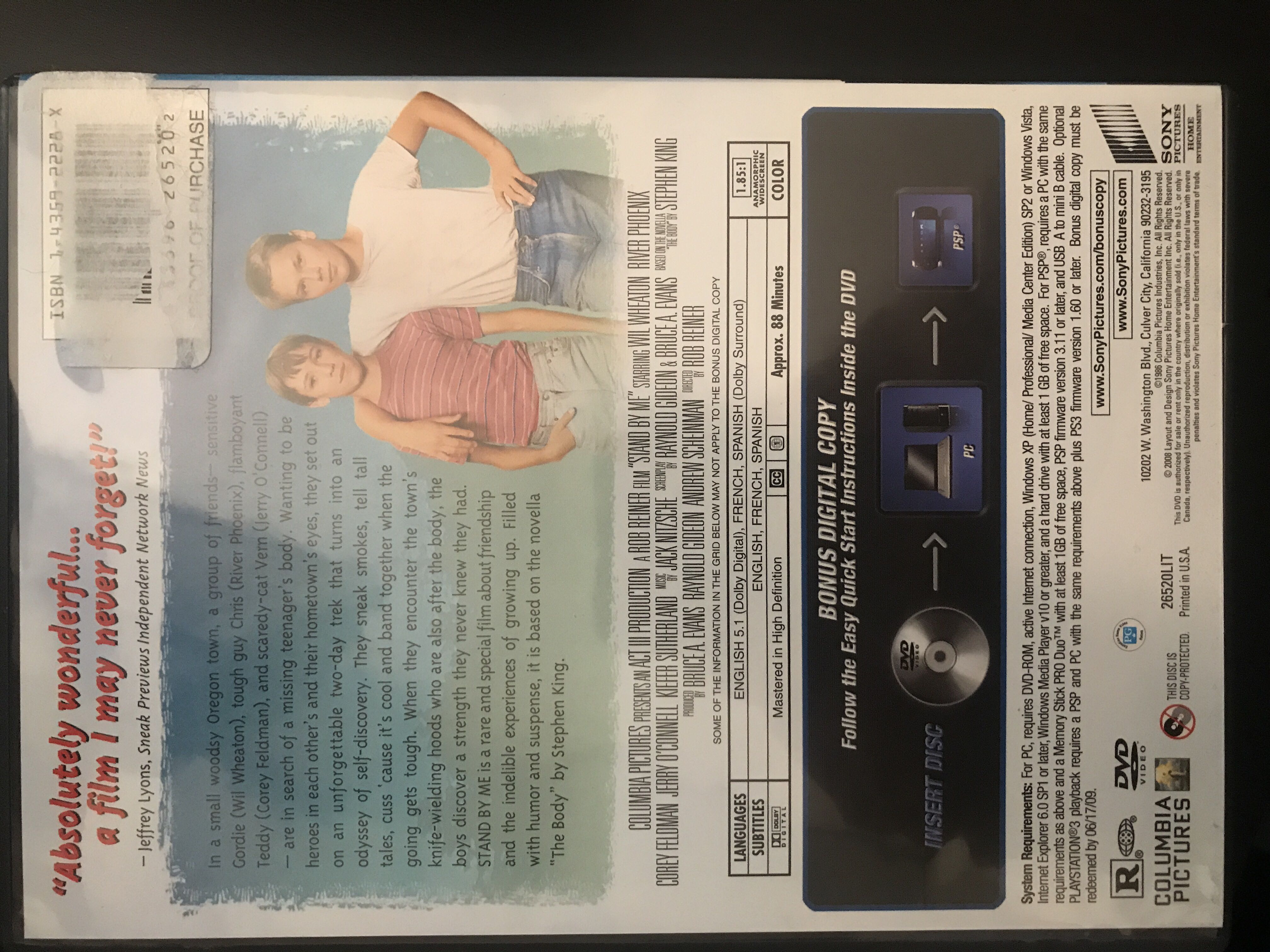 Stand By Me DVD movie collectible [Barcode 043396265202] - Main Image 2