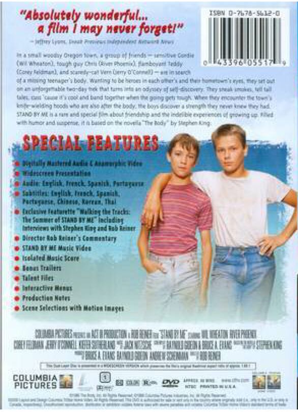 Stand By Me DVD movie collectible [Barcode 1314000111802] - Main Image 2