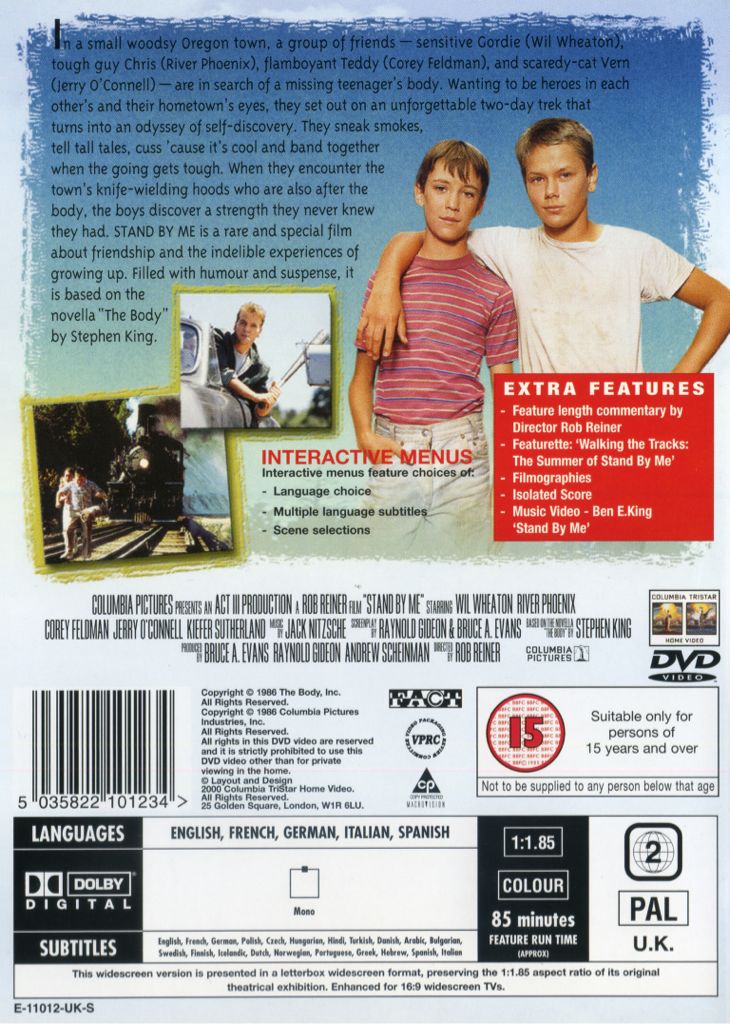 Stand By Me DVD movie collectible [Barcode 5035822101234] - Main Image 2