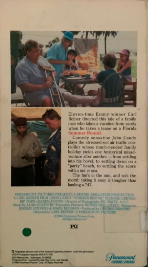 Summer Rental DVD movie collectible [Barcode 037757217856] - Main Image 2