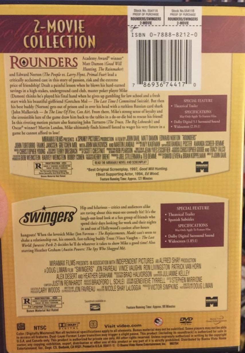 Swingers DVD-R movie collectible [Barcode 068009103122] - Main Image 2