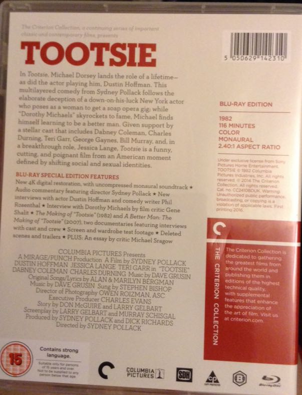 Tootsie Blu-ray movie collectible [Barcode 5050629142310] - Main Image 2