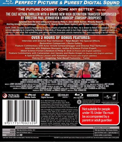 Total Recall / Die Totale Erinnerung Schwarzenegger Blue Ray Back Blu-ray movie collectible [Barcode 4006680062174] - Main Image 2