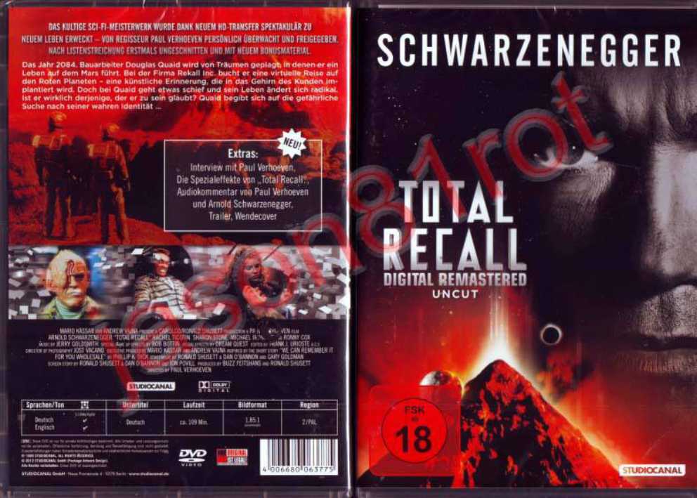 Total Recall / Die Totale Erinnerung Schwarzenegger Blue Ray Back Blu-ray movie collectible [Barcode 4006680062174] - Main Image 4