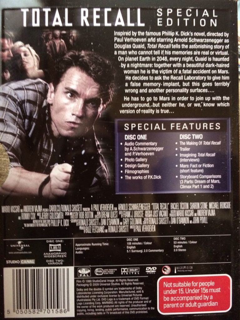 Total Recall DVD movie collectible [Barcode 5050582701586] - Main Image 2